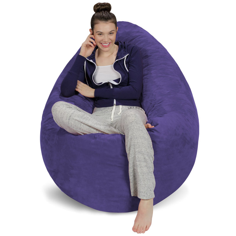Classic Bean Bag Sofa Sack Fabric Purple Microfiber Microsuede